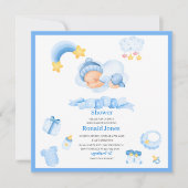 Invitation Aquarelle il est bleu garçon Boho Nursery Baby Sho (Devant)
