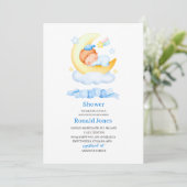 Invitation Aquarelle il est garçon Bleu Boho Nursery Baby Sho (Debout devant)