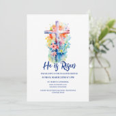Invitation Aquarelle Il est ressuscité Religieux Pâques Flora (Debout devant)