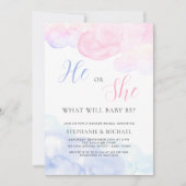 Invitation Aquarelle Il ou Elle Fête de Révélation de genre (Devant)