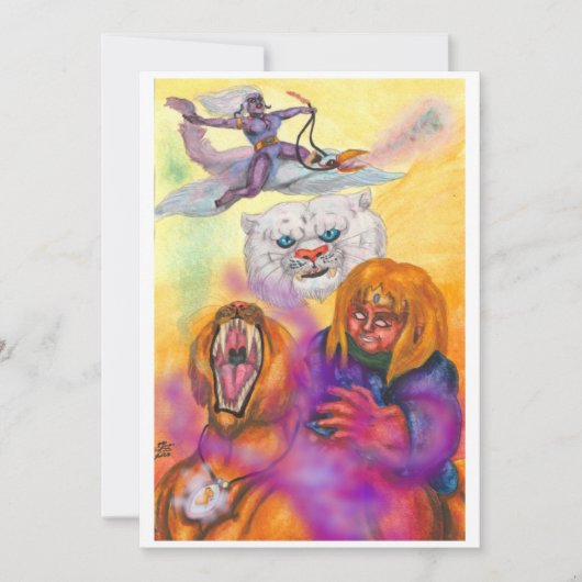 Invitation Aquarelle Illustration Imaginaire Guerrier manège  (Devant)