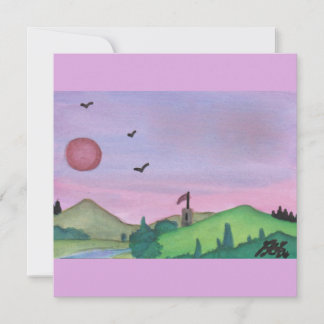 Invitation Aquarelle Illustration Tour médiévale Nature Solei