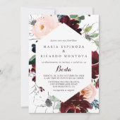 Invitation Aquarelle Illustré automne Floral Mariage espagnol (Devant)