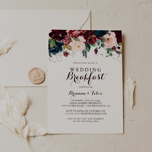 Invitation Aquarelle Illustré Mariage de automne petit déjeun