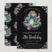 Invitation Aquarelle Imaginaire Fée Fontaine 21e anniversaire (Devant / Derrière)