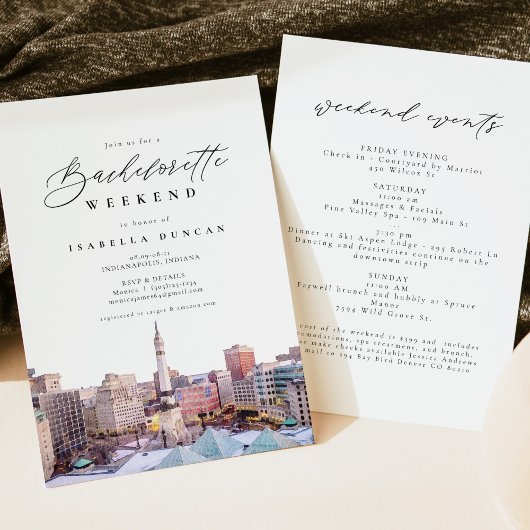 Invitation Aquarelle Indianapolis Indiana Skyline City