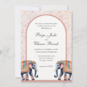 Invitation Aquarelle indienne éléphant Mariage hindou (Devant)
