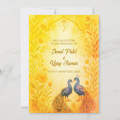 Invitation Aquarelle indienne hindoue Mariage de paon (Devant)