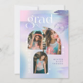 Invitation Aquarelle Iridescente Pastel Étoile 3 Photo Grad (Devant)