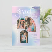Invitation Aquarelle Iridescente Pastel Étoile 3 Photo Grad (Debout devant)