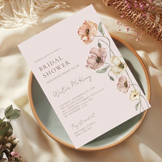 Invitation Aquarelle islandaise Fête des mariées de pavot isl