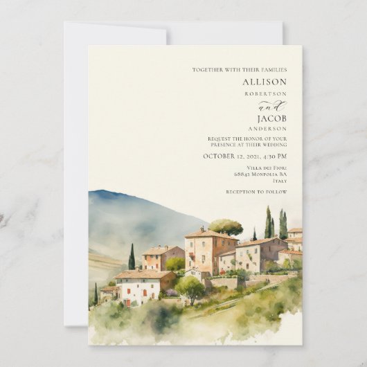 Invitation Aquarelle Italie Destination Mariage (Devant)
