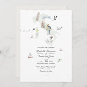 Invitation Aquarelle Italien QR Code Destination Mariage (Devant / Derrière)