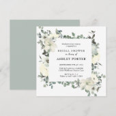 Invitation Aquarelle ivoire | Fête des mariées florale d'Euca (Devant / Derrière)