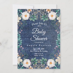 Invitation Aquarelle ivoire Floral Vintage Jean Jacket Chic