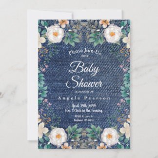 Invitation Aquarelle ivoire Floral Vintage Jean Jacket Chic