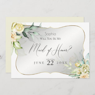 Invitation Aquarelle Ivoire Jaune Blush Roses Maid of Honor