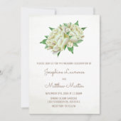 Invitation Aquarelle ivoire Peony Mariage floral (Devant)