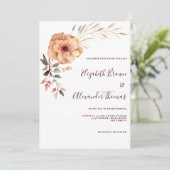 Invitation Aquarelle ivoire rose bordeaux menthe mariage (Debout devant)