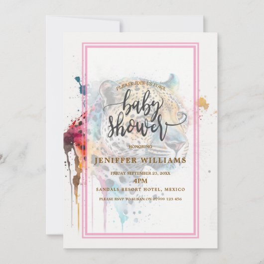 Invitation Aquarelle Jaguar (Devant)