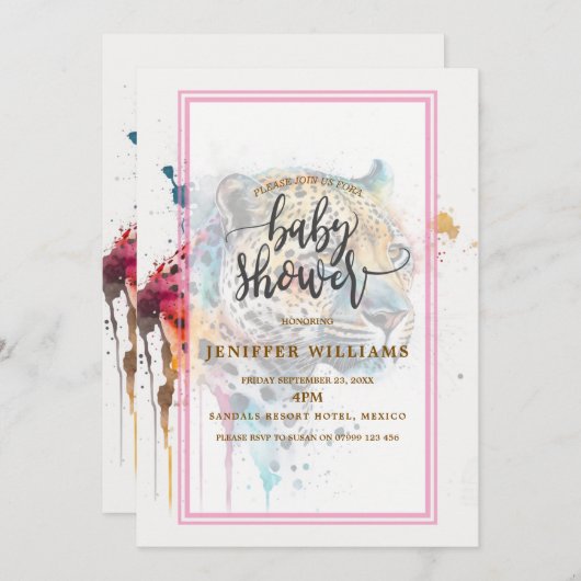 Invitation Aquarelle Jaguar (Devant / Derrière)