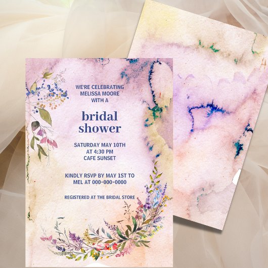 Invitation Aquarelle Jardin Fleur de nuptiale Douche Invitati