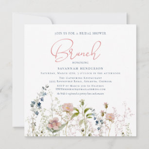 Invitation Aquarelle Jardin Fleurs Fête des mariées Brunch