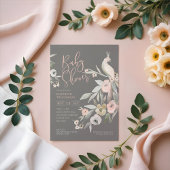 Invitation Aquarelle Jardin Floral Baby shower Peacock