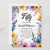 Invitation Aquarelle Jardin Floral Boho Été 50e anniversaire (Devant)