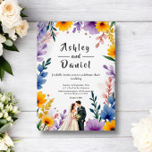 Invitation Aquarelle Jardin Floral Couple Mariage été