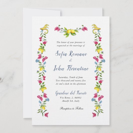 Invitation Aquarelle jardin méditerranéen fleuri (Devant)