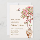 Invitation Aquarelle jardin rose plante douche nuptiale (Devant)