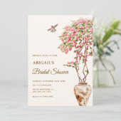 Invitation Aquarelle jardin rose plante douche nuptiale (Debout devant)