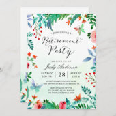 Invitation Aquarelle Jardin Vert Floral Retraite Party (Devant / Derrière)