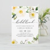 Invitation Aquarelle Jaune Anémone Florale Bridal Brunch (Debout devant)