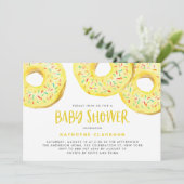 Invitation Aquarelle Jaune arroser Baby shower des beignes (Debout devant)
