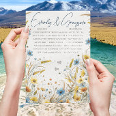Invitation Aquarelle Jaune & Bleu Élégance Mariage Floral