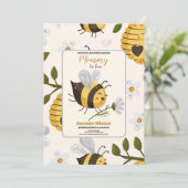 Invitation Aquarelle jaune Bumble Bee Hive Baby shower (Debout devant)