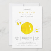 Invitation Aquarelle jaune Bumble Bee Hive Baby shower (Devant)