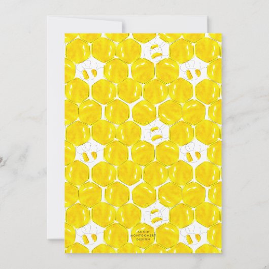 Invitation Aquarelle jaune Bumble Bee Hive Baby shower (Dos)