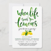 Invitation Aquarelle jaune citron vert méditerranéen Script (Devant)