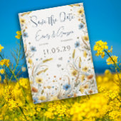 Invitation Aquarelle Jaune Élégance & Ciel Bleu Floral