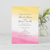 Invitation Aquarelle jaune et rose Mariage élégant (Debout devant)