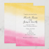 Invitation Aquarelle jaune et rose Mariage élégant (Devant / Derrière)