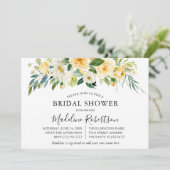 Invitation Aquarelle Jaune Fête des mariées Florale blanche (Debout devant)