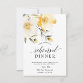 Invitation Aquarelle Jaune Fleurs blanches Dîner de répétitio (Devant)