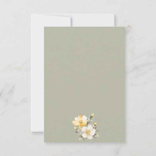 Invitation Aquarelle Jaune Fleurs blanches Dîner de répétitio (Dos)