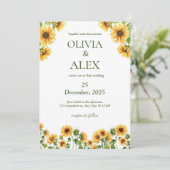 Invitation Aquarelle jaune Fleurs de soleil rustiques Photo (Debout devant)