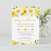 Invitation Aquarelle Jaune Fleurs d'été Baby shower (Debout devant)