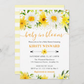 Invitation Aquarelle Jaune Fleurs d'été Baby shower (Devant / Derrière)